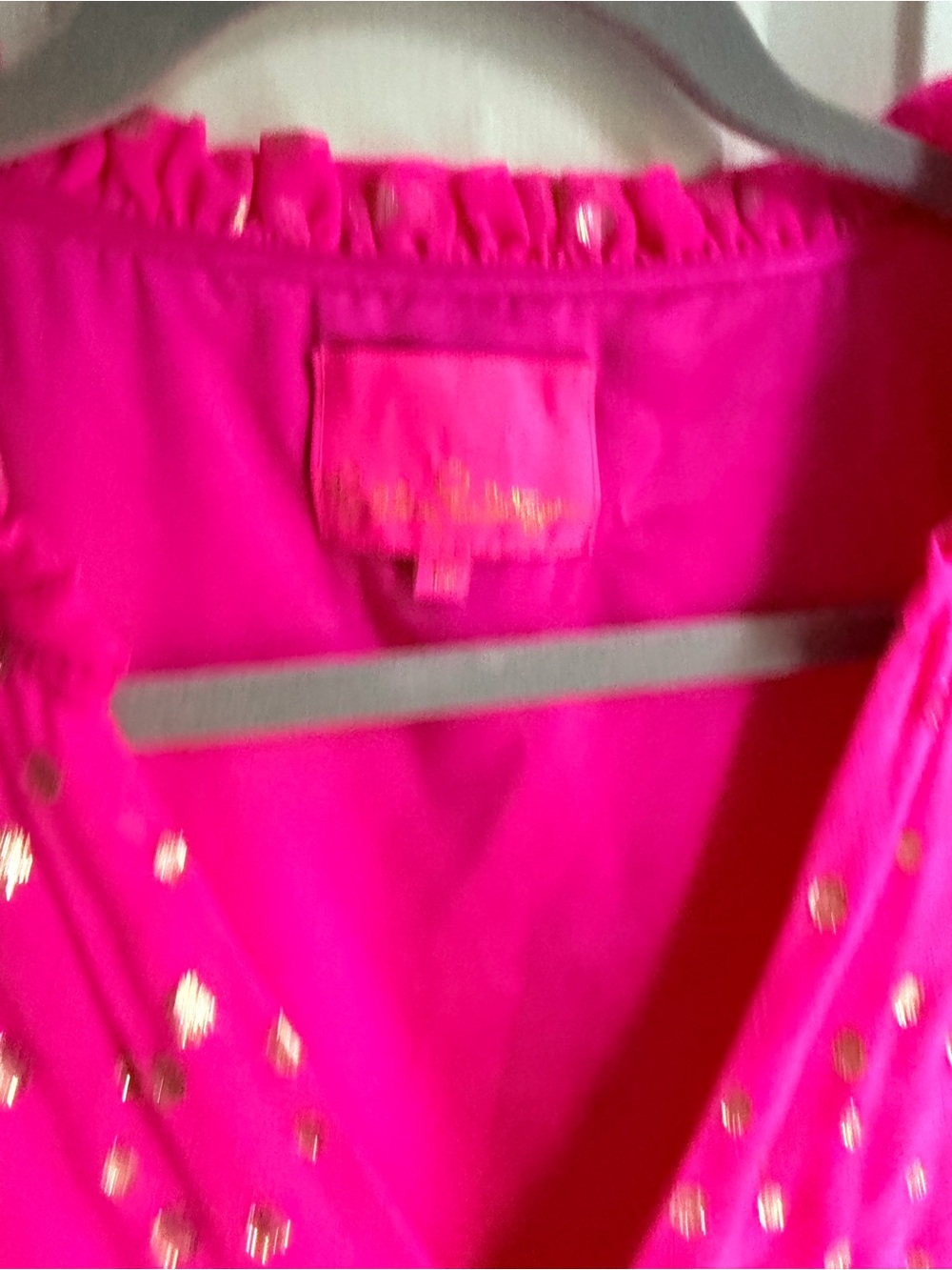 Lily Pulitzer Hot Pink Tiered Dress with Gold Dot Accents - Picture 5 of 7